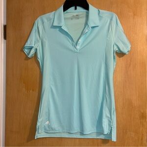 Adidas Women’s Golf Shirt Mesh sides and back size small light blue